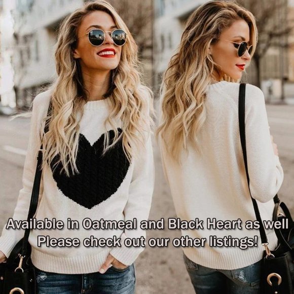 NEW Navy Oatmeal Cable Heart Cotton Blend Sweater - Picture 12 of 12